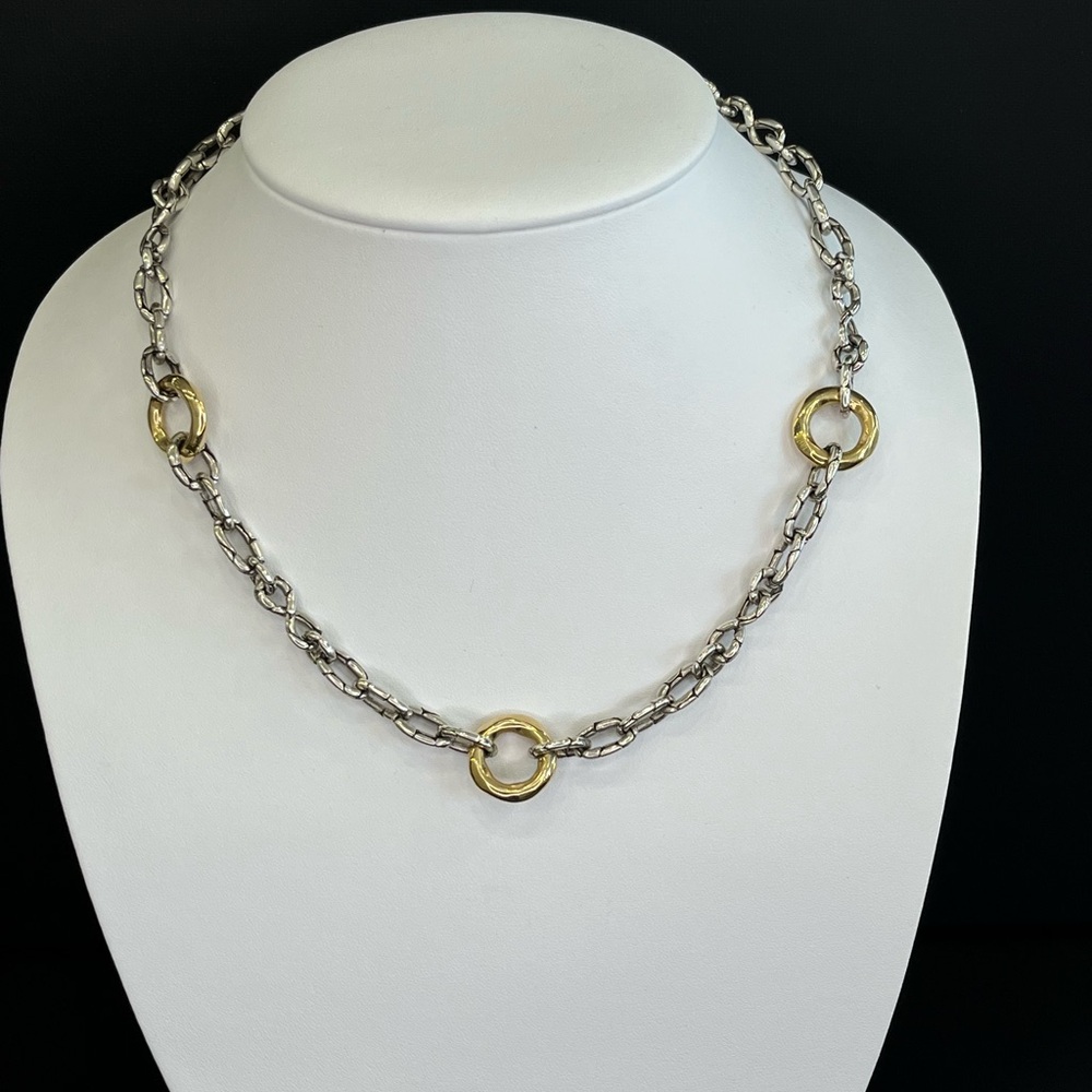 John Hardy Sterling Silver & 18k
Yellow Gold Long Open Link Chain
Necklace 18”